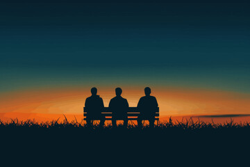 a couple of people sitting on top of a bench