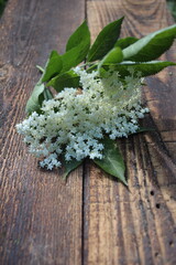 Top view of green vegetables on rustic table, close up