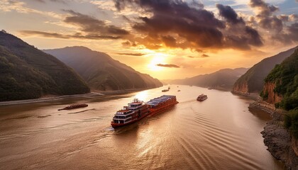 Drifting Junks on River 