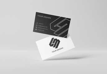 2 Business Cards On White Background Mockup