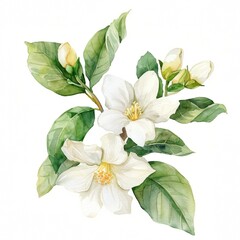 Obraz premium Watercolor Jasmine Clipart