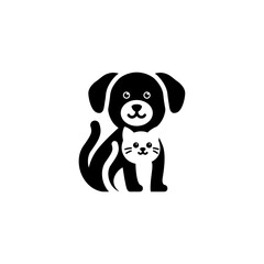 negative space of cat and dog pets logo