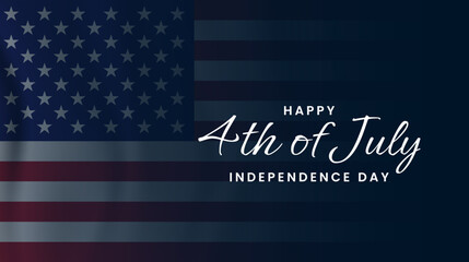 4th of July with United States flag. Independence Day 
USA celebration banner. Vector illustration