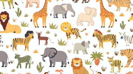 Obraz na płótnie Canvas Seamless pattern with African and American animals on