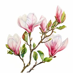 Fototapeta premium Watercolor Magnolia Clipart