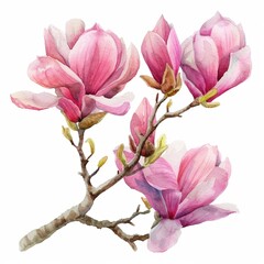 Fototapeta premium Watercolor Magnolia Clipart