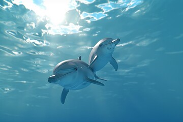 Fototapeta premium Dolphins underwater