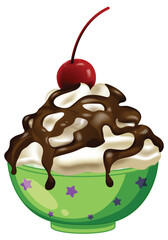Vector illustration of a tasty ice cream sundae