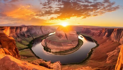 Golden Sunset Over Canyon River