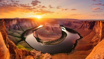 Golden Sunset Over Canyon River