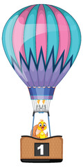 Dog in a hot air balloon, colorful and whimsical