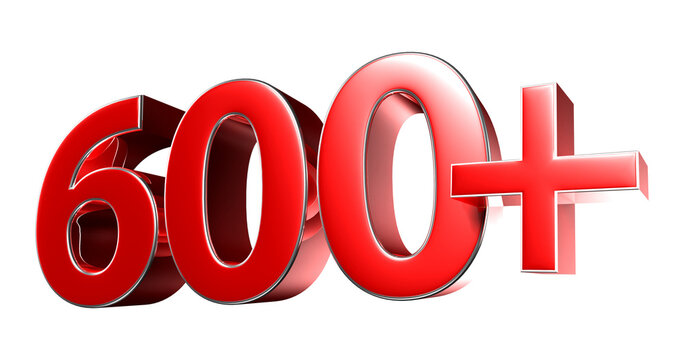 600+red 3D illustration. Advertising signs. Product design. Product sales. Product code.