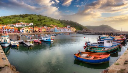 Fishing Boats and Quaint Village