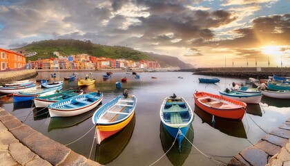 Fishing Boats and Quaint Village