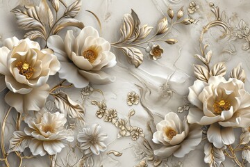 3D wallpaper for home interior classic decorations background Flowers Classic, 3D wallpaper for home interior, Ai generated