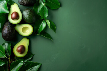 avocados on the green background