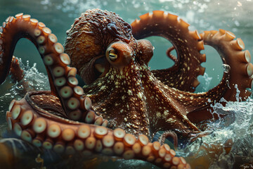 big octopus under water