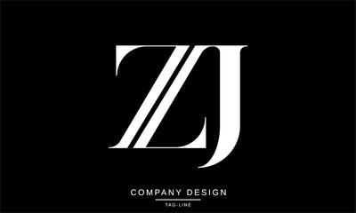 ZJ, JZ Abstract Letters Logo Monogram Design Font Vector Initials