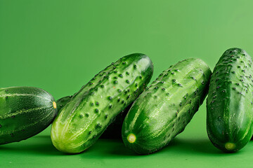 cucumbers on the green background