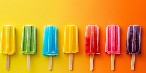 tasty popsicles over colorful background