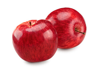 two red apples isolated on white background. clipping path