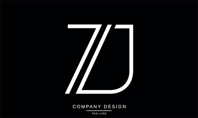 ZJ, JZ Abstract Letters Logo Monogram Design Font Vector Initials