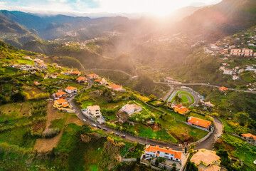 Aerial view  in Guindaste viewpoint in Faial, Madeira, Portugal