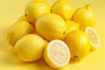 lemons on the yellow background