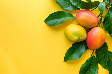 mango fruits on the yellow background