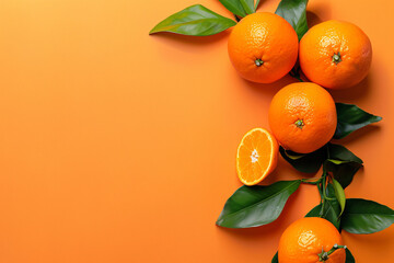 oranges on the orange background with copy space
