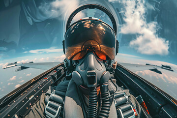 pilot in cockpit of fighter jet