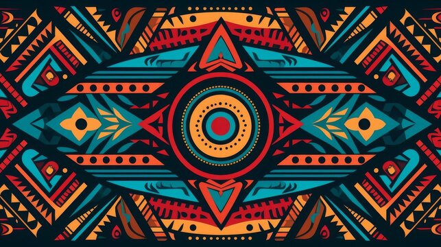 Aztec pattern flat design top view intricate design theme animation Complementary Color Scheme