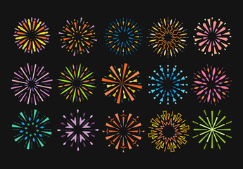 Firework burst vector illustration set