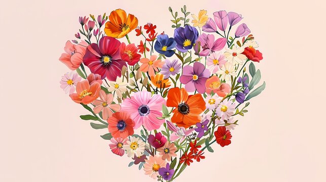 Blossoming love with a heart shaped floral arrangement