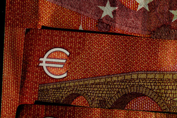 EURO money banknotes, detail photo of EUR