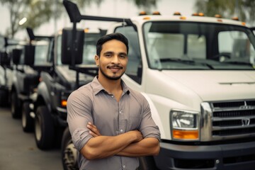 Man selling trucks at a car dealership Portrait of a Latin American man selling trucks at a car dealership - sales occupation concepts