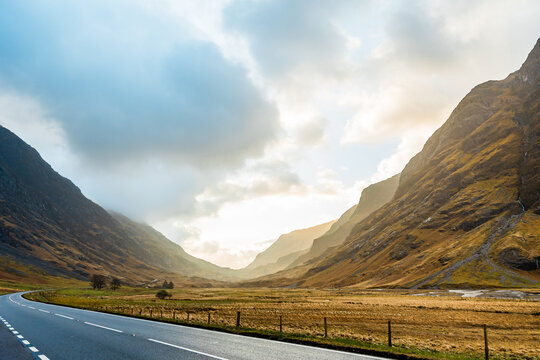 Road heading into the Scottish Highlands