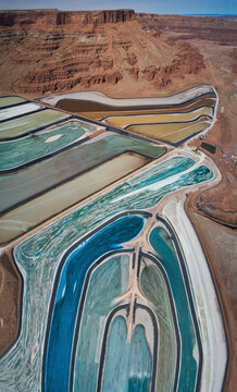 Colorful evaporation ponds at a potash refinery make an abstract