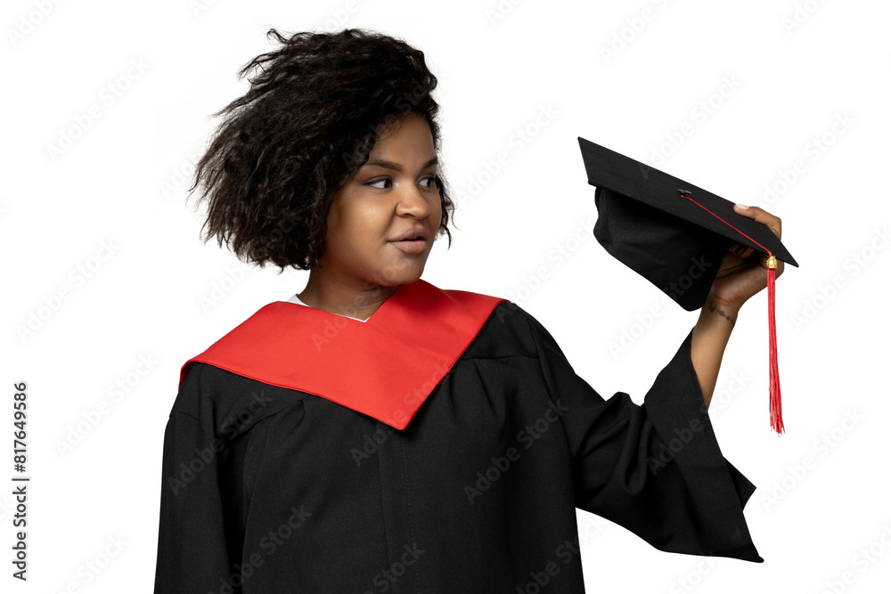 Sticker PNG, A girl in a graduation dress, isolated on white background