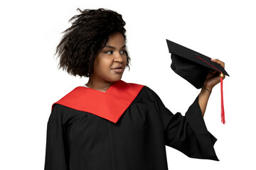 PNG, A girl in a graduation dress, isolated on white background