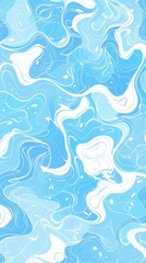 Fototapeta premium Seamless Pattern with Wavy Digital Ripples, Their Motion Frozen in White Lines on a Blue Background, in a Flowing Minimalist Style with Papercut and Plant Illustrations. The Design Utilizes Vector 
