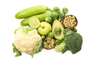 PNG, Set of protein vegan products, isolated on white background, top view