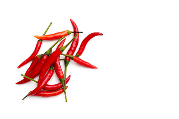 Red chili peppers on white background