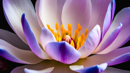 Symbolic Purity - Close-up of a Vibrant Purple and White Lotus Flower in Bloom