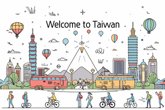 a drawing of a welcome to taiwan sign