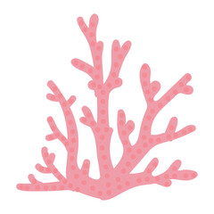 Red corals reef in flat design. Underwater tropical seaweed, alga leaf. Vector illustration isolated.