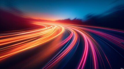 Obraz premium Abstract light trails forming a mesmerizing pattern against a dark backdrop.