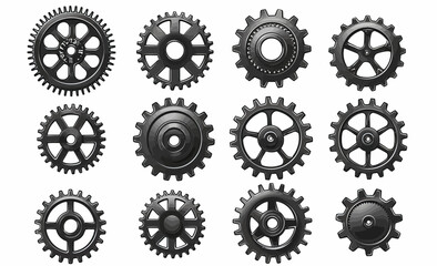 a set of black gears on a white background