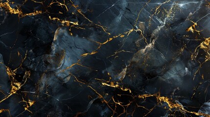 Luxurious black marble texture with intricate gold veins, ideal for high-end design projects and background use