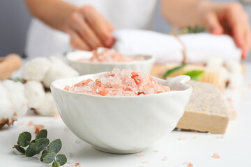 Sea salt, concept of relax, spa and self care